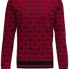 ( New Season ) Dolce & Gabbana Jacquard Hearts Printed Knit Jumper - Red