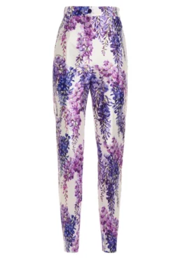 ( New Season ) Dolce & Gabbana Wisteria-Printed Mikado Pants - Purple