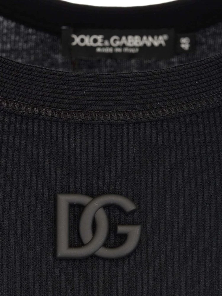 ( New Season ) Dolce & Gabbana Logo Plaque Ribbed Tank Top - Black 3 ( New Season ) Dolce & Gabbana Logo Plaque Ribbed Tank Top - Black - Image 3