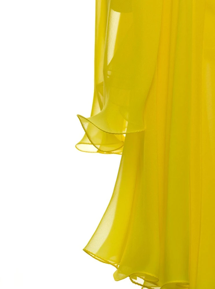 ( New Season ) Dolce & Gabbana Ruched Chiffon Mini Dress - Yellow 3 ( New Season ) Dolce & Gabbana Ruched Chiffon Mini Dress - Yellow - Image 3