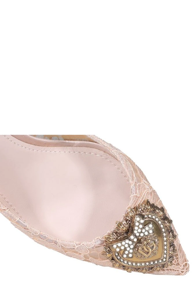 ( New Season ) Dolce & Gabbana Lace Detailed Pointed-Toe Pumps - Pink 5 ( New Season ) Dolce & Gabbana Lace Detailed Pointed-Toe Pumps - Pink - Image 5
