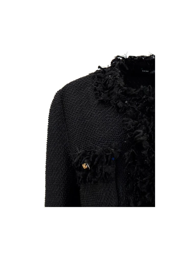 ( New Season ) Dolce & Gabbana Frayed Long-Sleeved Jacket - Black 3 ( New Season ) Dolce & Gabbana Frayed Long-Sleeved Jacket - Black - Image 3