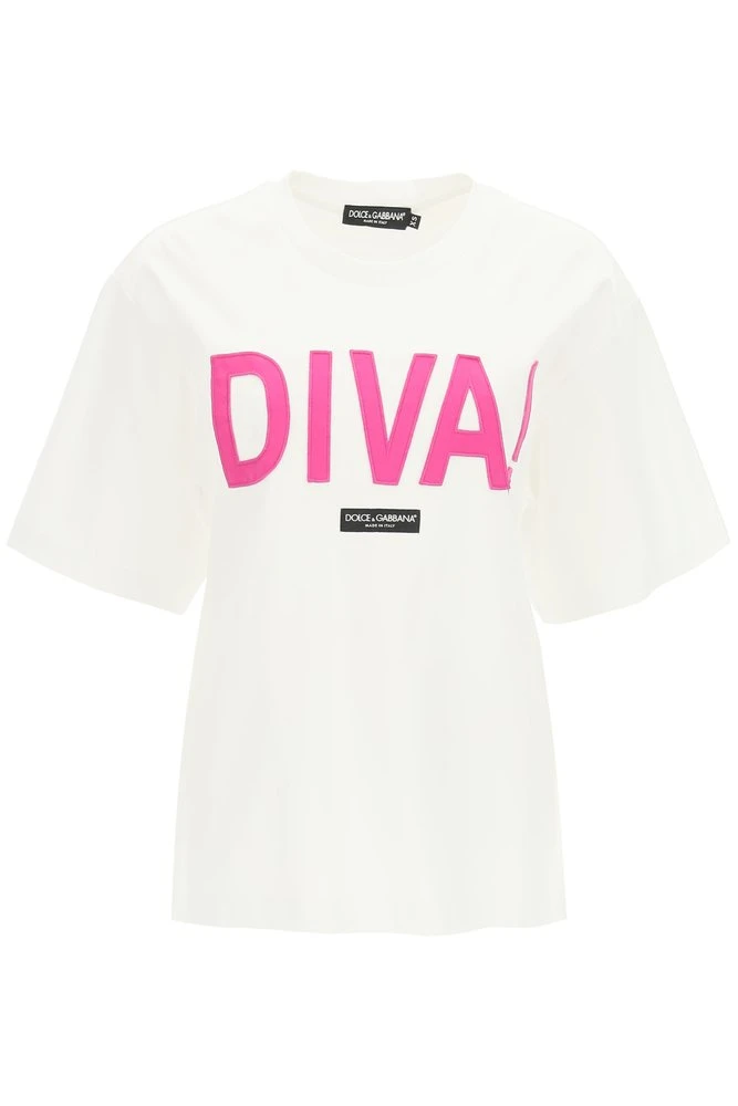 Dolce & Gabbana Diva Patch Jersey T-Shirt - White 1 Dolce & Gabbana Diva Patch Jersey T-Shirt - White