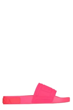 Dolce & Gabbana Monogram Embossed Slides - Pink