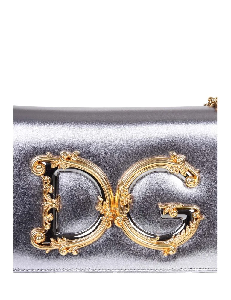 ( New Season ) Dolce & Gabbana DG Girls Foldover Crossbody Bag - Silver 5 ( New Season ) Dolce & Gabbana DG Girls Foldover Crossbody Bag - Silver - Image 5