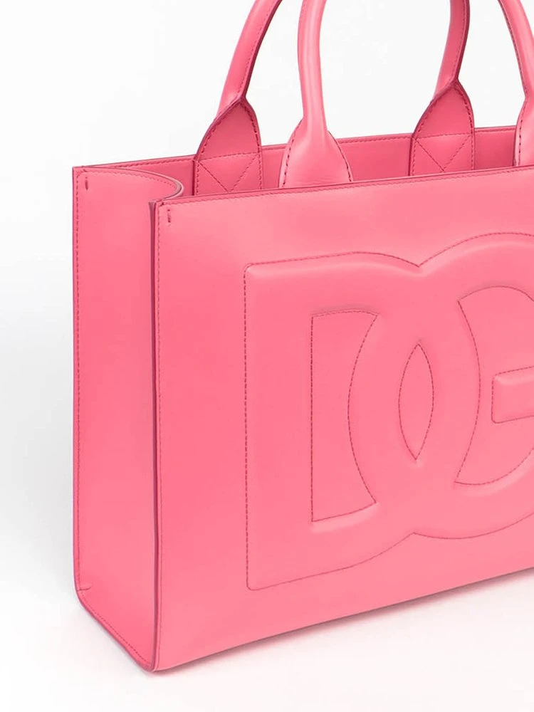 Dolce & Gabbana Logo Embossed Top Handle Tote Bag - Pink 5 Dolce & Gabbana Logo Embossed Top Handle Tote Bag - Pink - Image 5