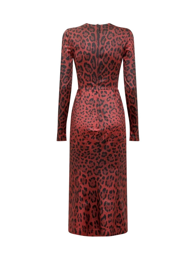 Dolce & Gabbana Animal Print Midi Dress - Red 2 Dolce & Gabbana Animal Print Midi Dress - Red - Image 2