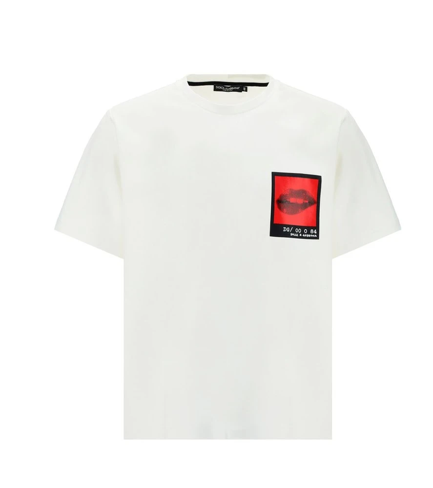 ( New Season ) Dolce & Gabbana Logo Printed Crewneck T-Shirt - White 1 ( New Season ) Dolce & Gabbana Logo Printed Crewneck T-Shirt - White