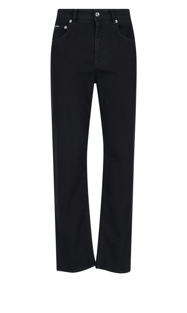 ( New Season ) Dolce & Gabbana Logo Plaque Straight-Leg Jeans - Black 1 ( New Season ) Dolce & Gabbana Logo Plaque Straight-Leg Jeans - Black