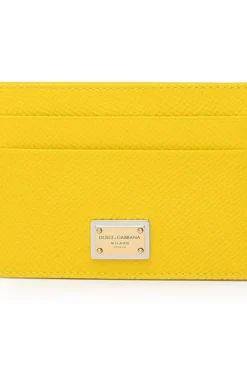 ( New Season ) Dolce & Gabbana Logo Plaque Cardholder - Yellow