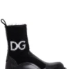 Dolce & Gabbana Logo Intarsia Ankle Boots - Black
