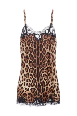 Cheap Vestureo Store 16 ( New Season ) Dolce & Gabbana Leopard Print Lace Trim Slip Dress - Multi