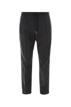 Dolce & Gabbana Pinstripe Drawstring Trousers - Black