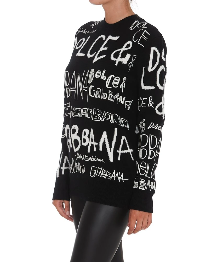 Dolce & Gabbana Logo Intarsia Knitted Jumper - Multi 4 Dolce & Gabbana Logo Intarsia Knitted Jumper - Multi - Image 4