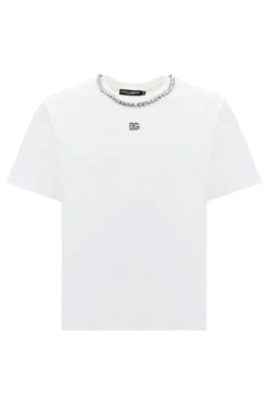 ( New Season ) Dolce & Gabbana Embellished Crewneck T-Shirt - White