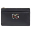 ( New Season ) Dolce & Gabbana Logo Plaque Zipped Card Holder - Black