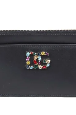 ( New Season ) Dolce & Gabbana Logo Plaque Zipped Card Holder - Black