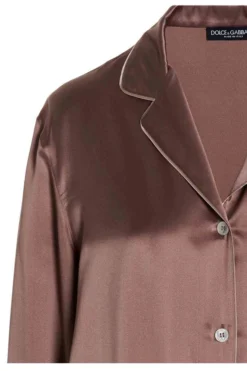 ( New Season ) Dolce & Gabbana Buttoned Long-Sleeved Pajama Shirt - Brown -Cheap Vestureo Store 1be90a13f9c534eae5db19664484d605