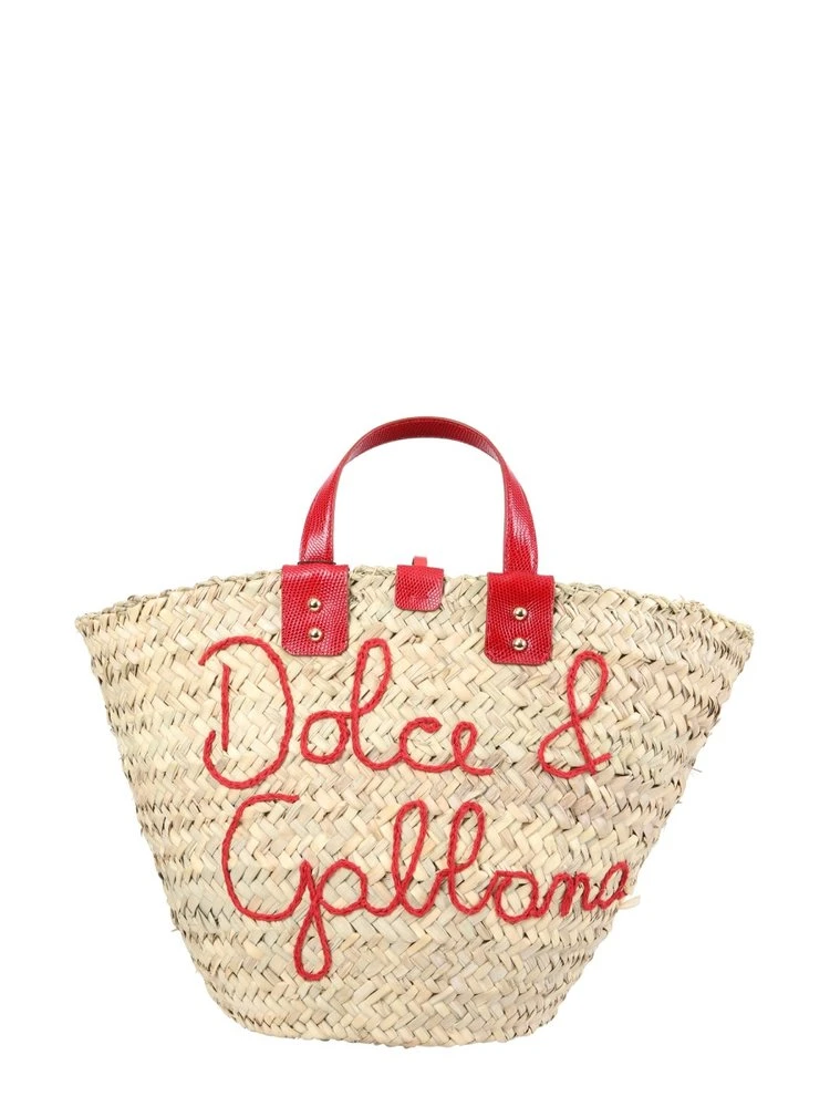 Dolce & Gabbana Kendra Logo Embroidered Tote Bag - Beige 1 Dolce & Gabbana Kendra Logo Embroidered Tote Bag - Beige