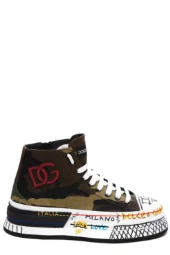 ( New Season ) Dolce & Gabbana Dolce Gabbana Logo Patch Lace-Up Sneakers - Multi