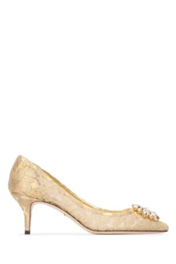 Dolce & Gabbana Crystal-Embellished Lace Pumps - Gold