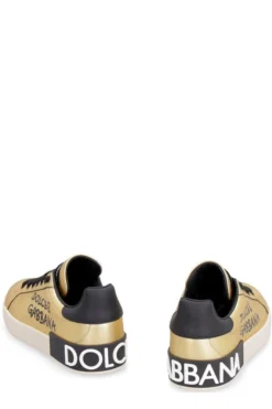 ( New Season ) Dolce & Gabbana Portofino Lace-Up Sneakers - Gold -Cheap Vestureo Store 1c82f708ba06a38b79fdabfdd9abf745