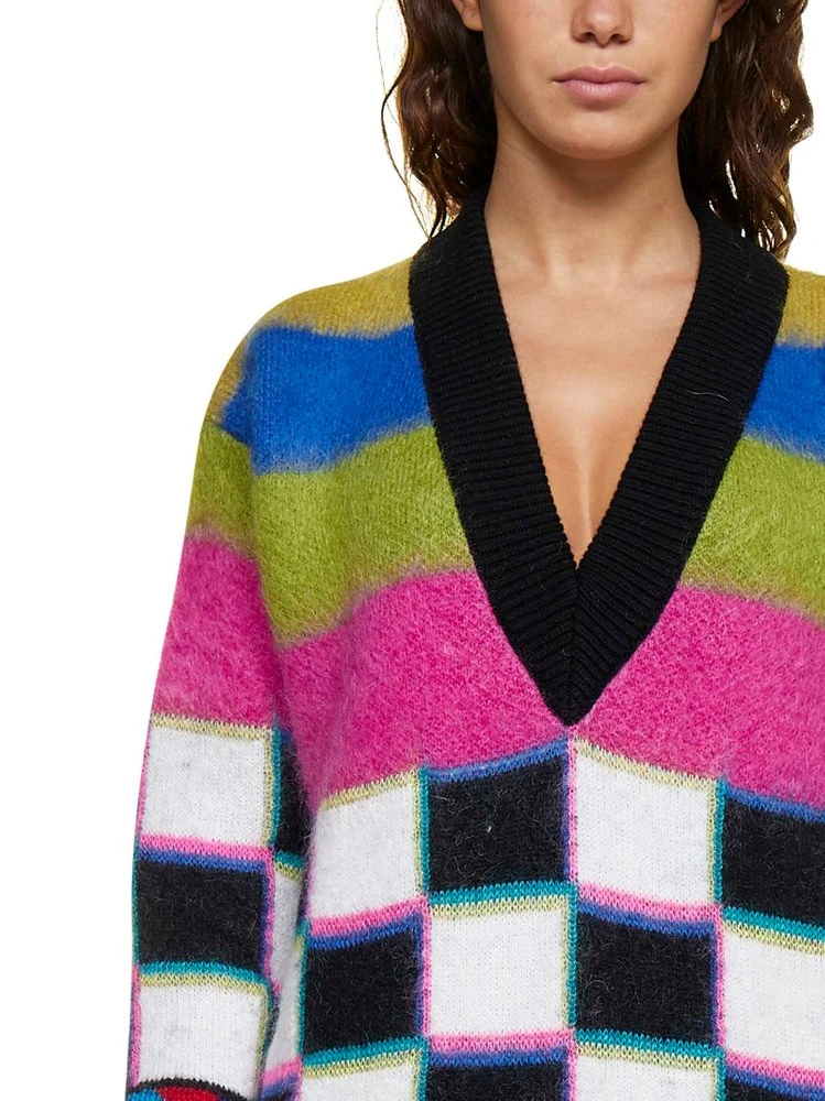 Dolce & Gabbana Glitch Designed V-Neck Sweater - Multi 5 Dolce & Gabbana Glitch Designed V-Neck Sweater - Multi - Image 5