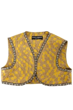 Dolce & Gabbana Jacquard Cropped Jacket - Gold