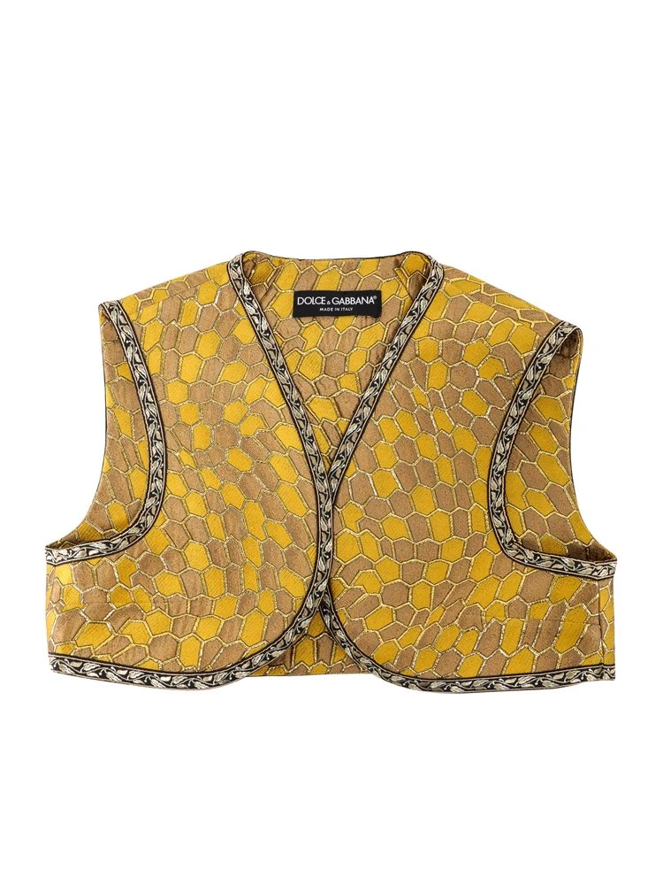 Dolce & Gabbana Jacquard Cropped Jacket - Gold 1 Dolce & Gabbana Jacquard Cropped Jacket - Gold