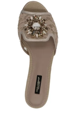( New Season ) Dolce & Gabbana Embellished Slip-On Sandals - Beige -Cheap Vestureo Store 1d96920c7f55bc2d8782692a0058fff6