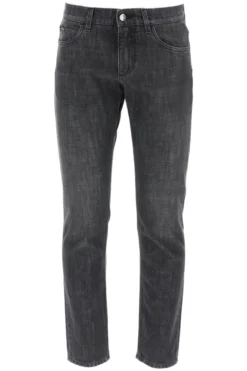 ( New Season ) Dolce & Gabbana Straight Leg Faded Effect Jeans - Grey