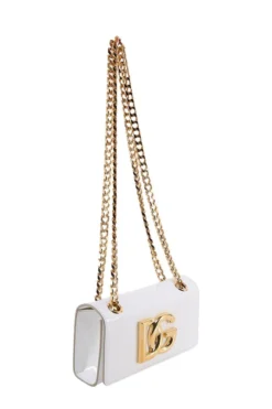 ( New Season ) Dolce & Gabbana DG Logo Chained Crossbody Bag - White -Cheap Vestureo Store 1e9187f7f7260bff054e9cdc3d51f6fa
