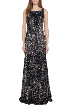 ( New Season ) Dolce & Gabbana Round Neck Sequin-Embellished Maxi Dress - Multi