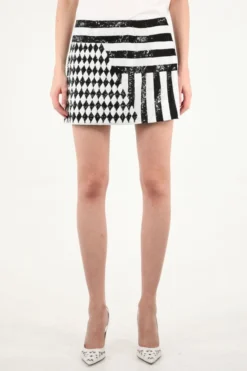 ( New Season ) Dolce & Gabbana Embellished Striped Mini Skirt - Multi