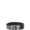 ( New Season ) Dolce & Gabbana Logo Plaque Reversible Belt - Multi