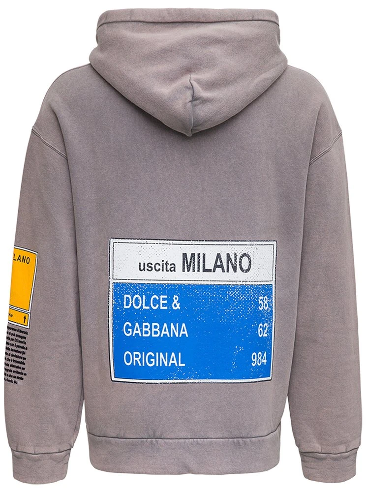 Dolce & Gabbana Road Sign Printed Drawstring Hoodie - Multi 2 Dolce & Gabbana Road Sign Printed Drawstring Hoodie - Multi - Image 2