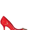 ( New Season ) Dolce & Gabbana Bellucci Embellished Lace Stilettos - Red