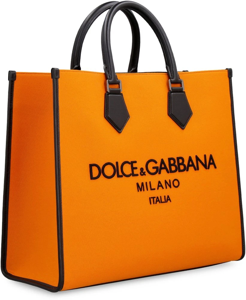 ( New Season ) Dolce & Gabbana Embroidered Logo Tote Bag - Orange 3 ( New Season ) Dolce & Gabbana Embroidered Logo Tote Bag - Orange - Image 3