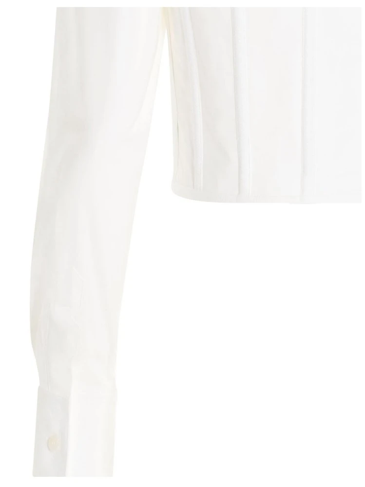 ( New Season ) Dolce & Gabbana Poplin Bustier Shirt - White 4 ( New Season ) Dolce & Gabbana Poplin Bustier Shirt - White - Image 4