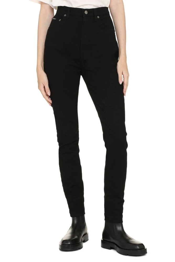 Dolce & Gabbana Logo Patch Slim-Cut Jeans - Black 3 Dolce & Gabbana Logo Patch Slim-Cut Jeans - Black - Image 3
