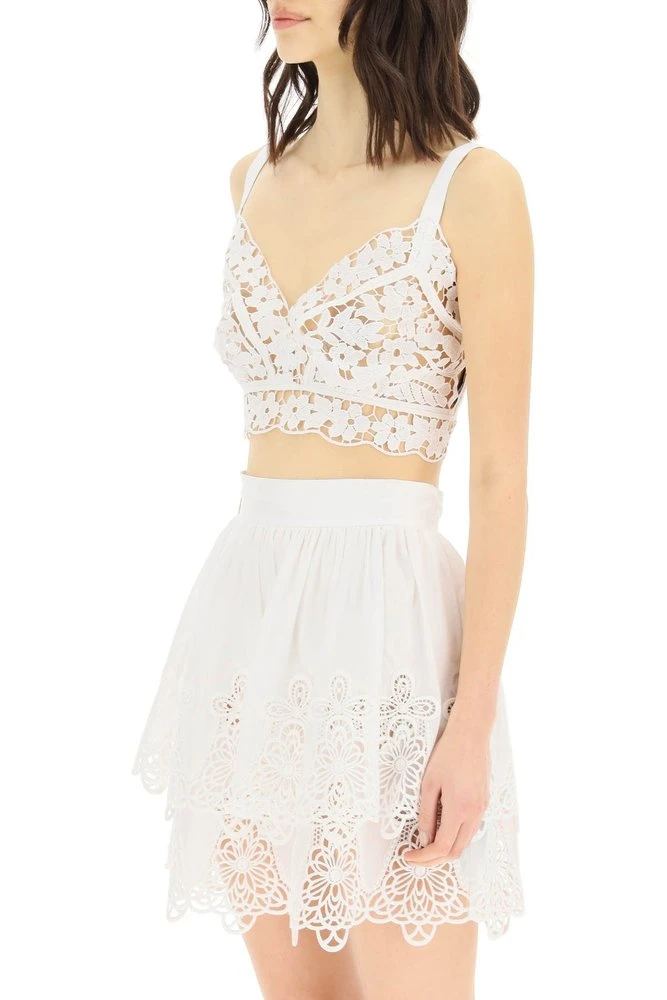 ( New Season ) Dolce & Gabbana Lace Sleeveless Cropped Top - White 4 ( New Season ) Dolce & Gabbana Lace Sleeveless Cropped Top - White - Image 4