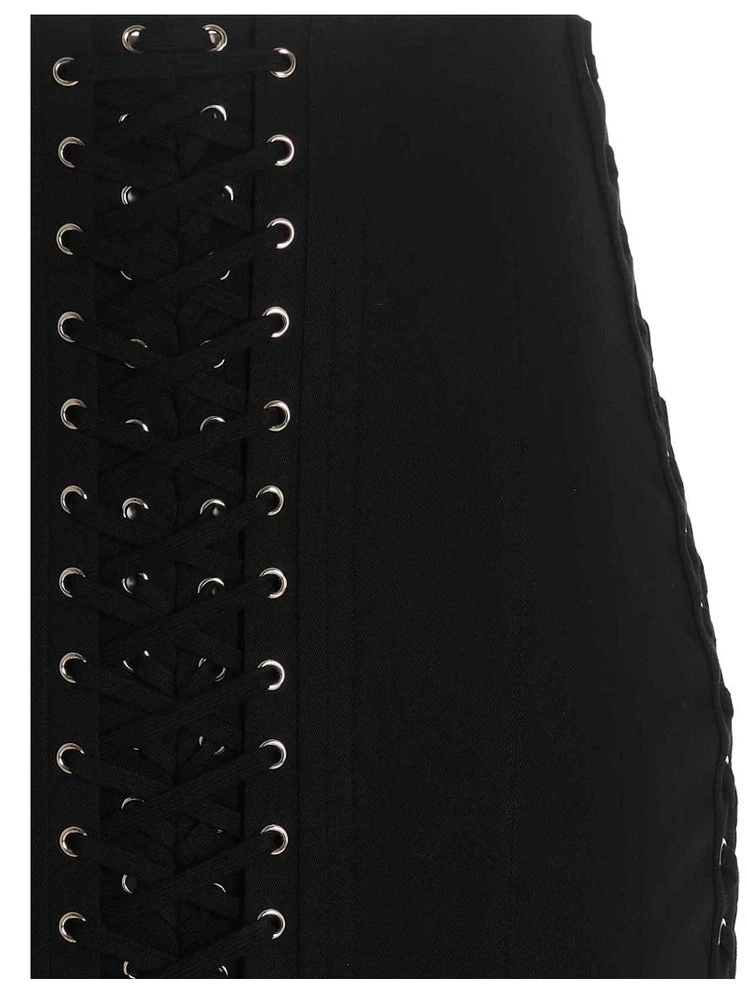 ( New Season ) Dolce & Gabbana Lace-Up Mini Skirt - Black 3 ( New Season ) Dolce & Gabbana Lace-Up Mini Skirt - Black - Image 3