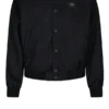 ( New Season ) Dolce & Gabbana Logo Patch Bomber Jacket - Black