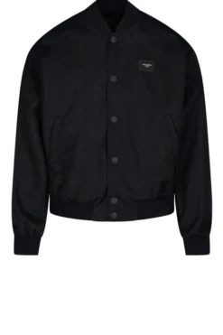 ( New Season ) Dolce & Gabbana Logo Patch Bomber Jacket - Black
