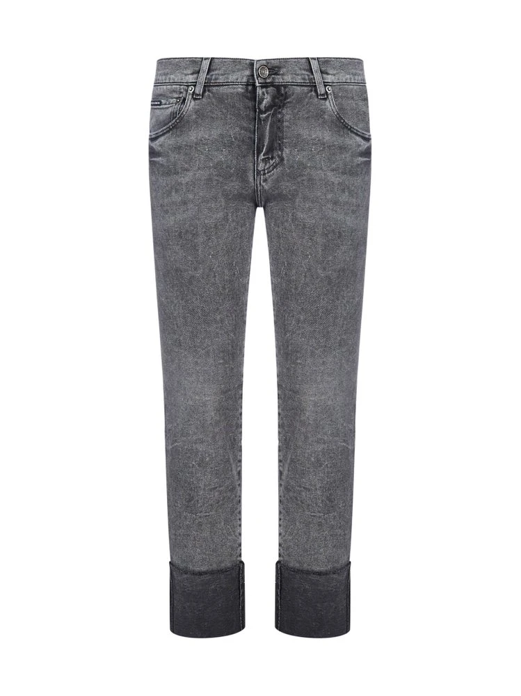 Dolce & Gabbana Logo Print Cropped Jeans - Grey 1 Dolce & Gabbana Logo Print Cropped Jeans - Grey