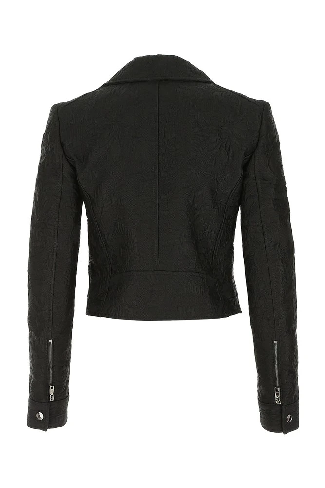 Dolce & Gabbana Jacquard Biker Jacket - Black 2 Dolce & Gabbana Jacquard Biker Jacket - Black - Image 2