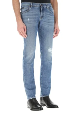 Dolce & Gabbana Distressed Slim Leg Jeans - Blue -Cheap Vestureo Store 227788175262b069c7f263bc046b58d3