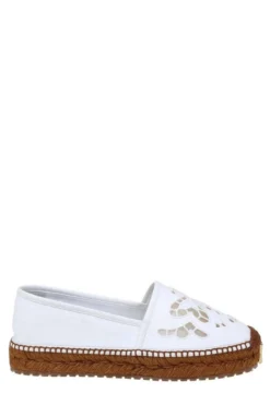 ( New Season ) Dolce & Gabbana Logo Embroidered Espadrillas - White