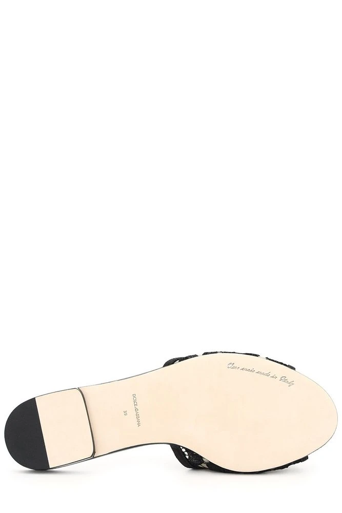 ( New Season ) Dolce & Gabbana Bianca Embellished Slip-On Sandals - Black 3 ( New Season ) Dolce & Gabbana Bianca Embellished Slip-On Sandals - Black - Image 3