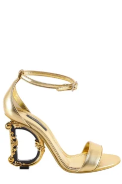 ( New Season ) Dolce & Gabbana Baroque DG Heel Sandals - Gold